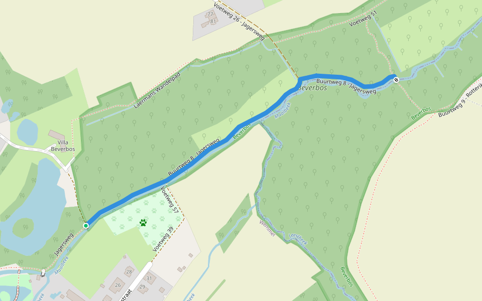 Buurtweg 8 - Jagersweg walking route map in Wemmel