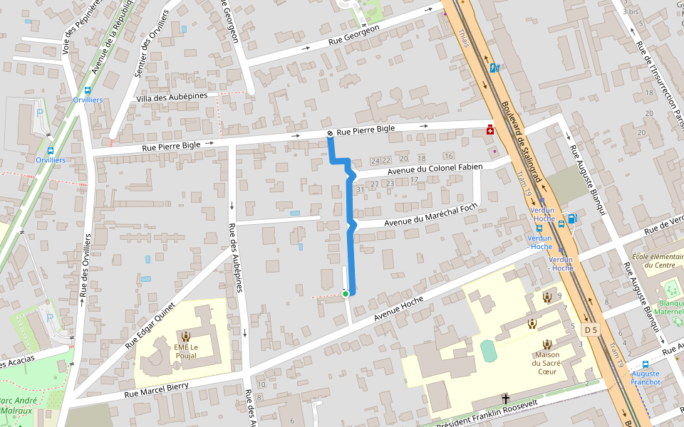 Sentier des Savats walking route map in Thiais