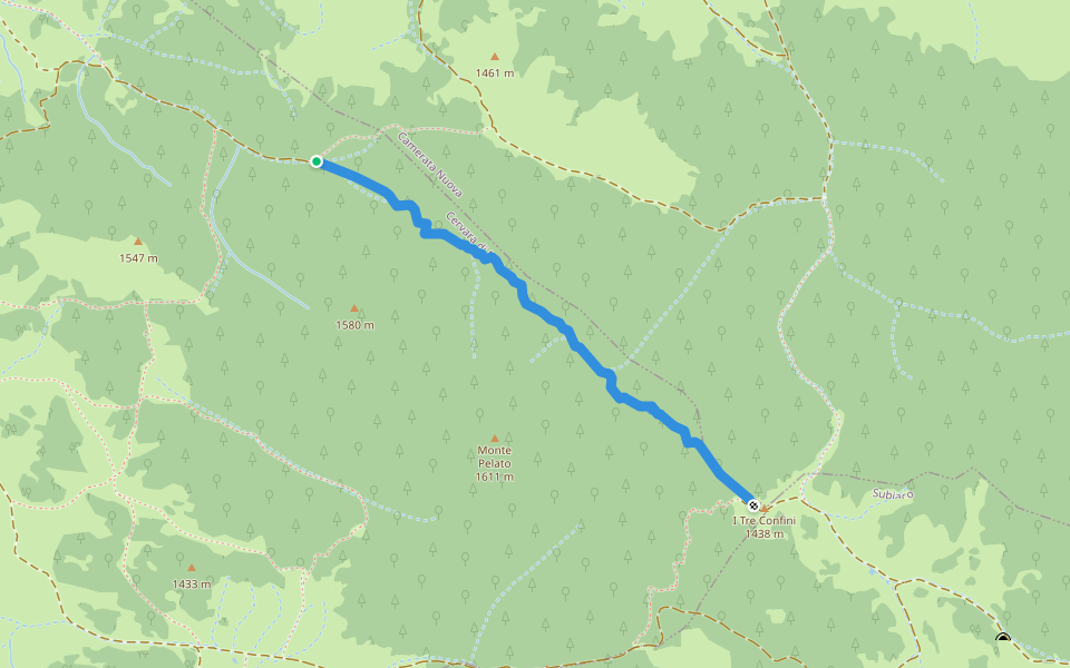 St. Vicinale Tre Confini walking route map in Campaegli