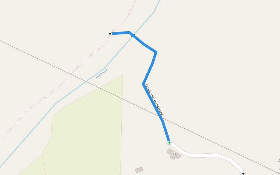 Guado Uso sui Sassonni walking route map in Poggio Berni