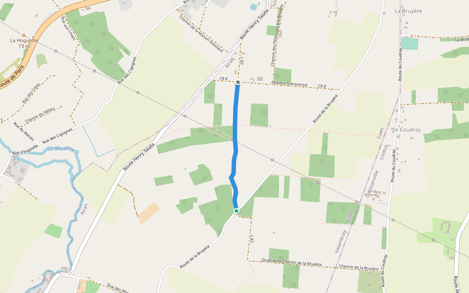 Chemin du Grand Herbu walking route map in Valambray