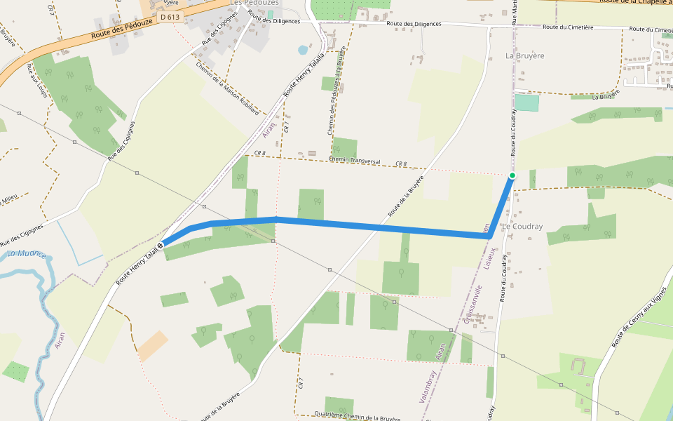 Premier Chemin de la Bruyère walking route map in Mézidon Vallée d'Auge