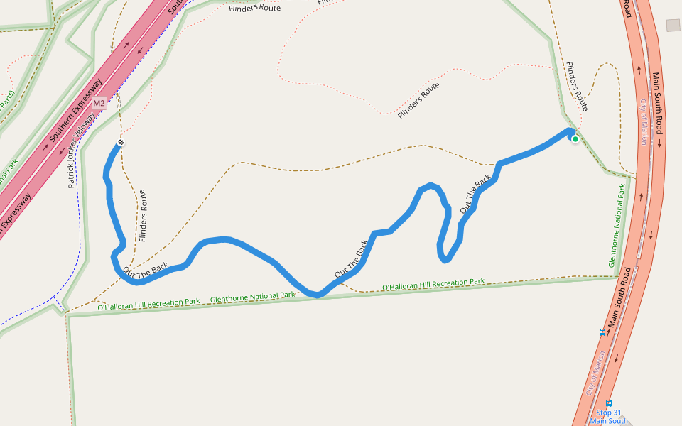 Out The Back walking route map in O'Halloran Hill