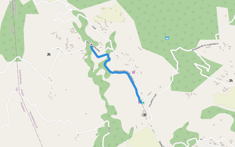 puwadanda to bhutekhola walking route map in Bichari Chautara