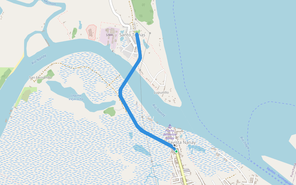 Puente Nanay walking route map in Mazán