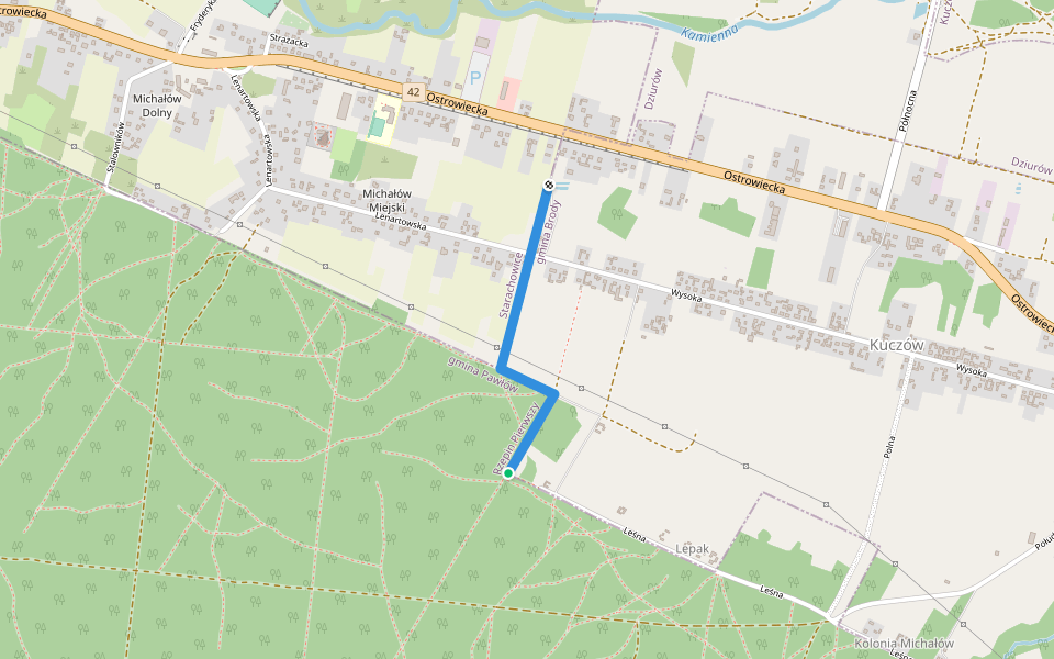 Graniczna walking route map in Kuczów
