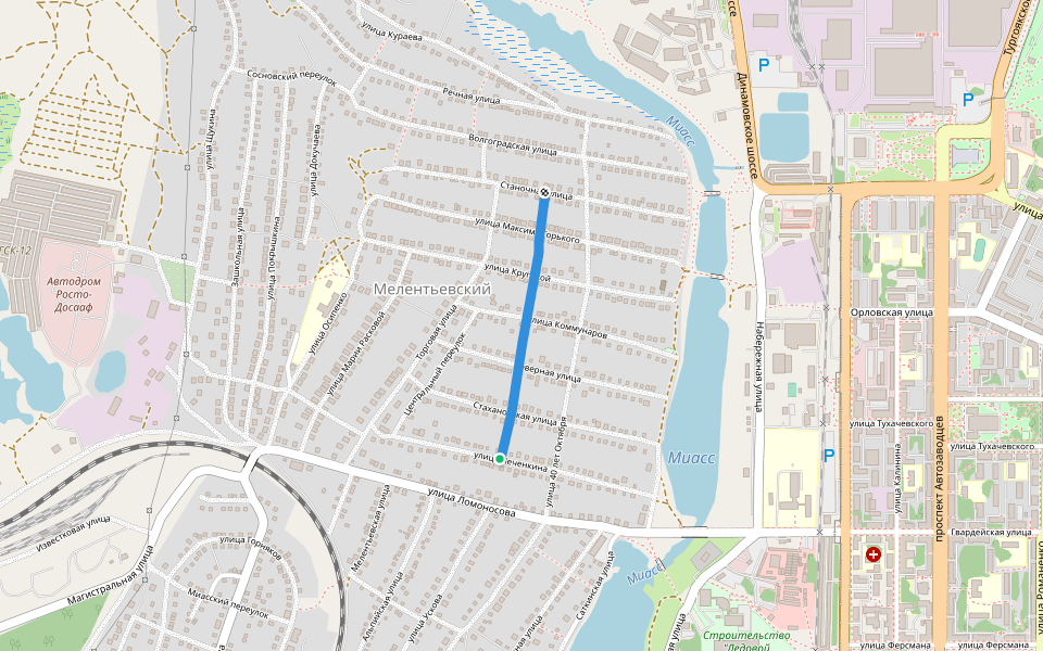 улица Ускова walking route map in Miass