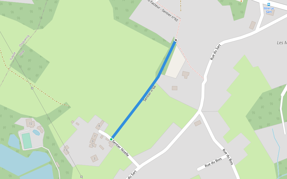 Sentier n°66 walking route map in Ittre