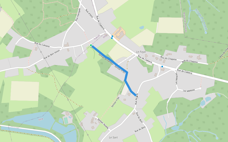 Sentier du Facteur - Sentier n°65 walking route map in Tubize