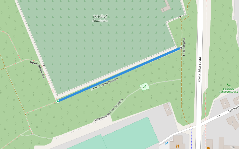 An der Friedhofsmauer walking route map in Nauheim