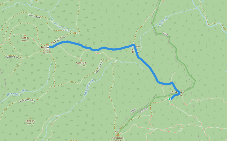 Iturriozko bidea walking route map in Baztan