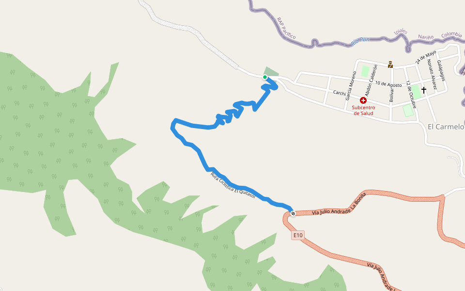Ruta Ciclistica El Quitasol walking route map in Tulcán