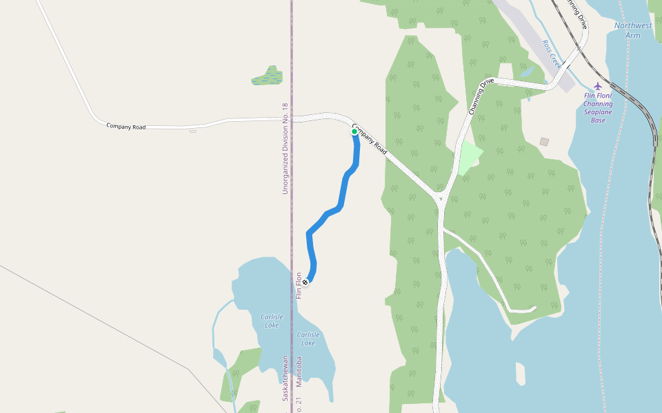 Logpile Trail walking route map in Flin Flon