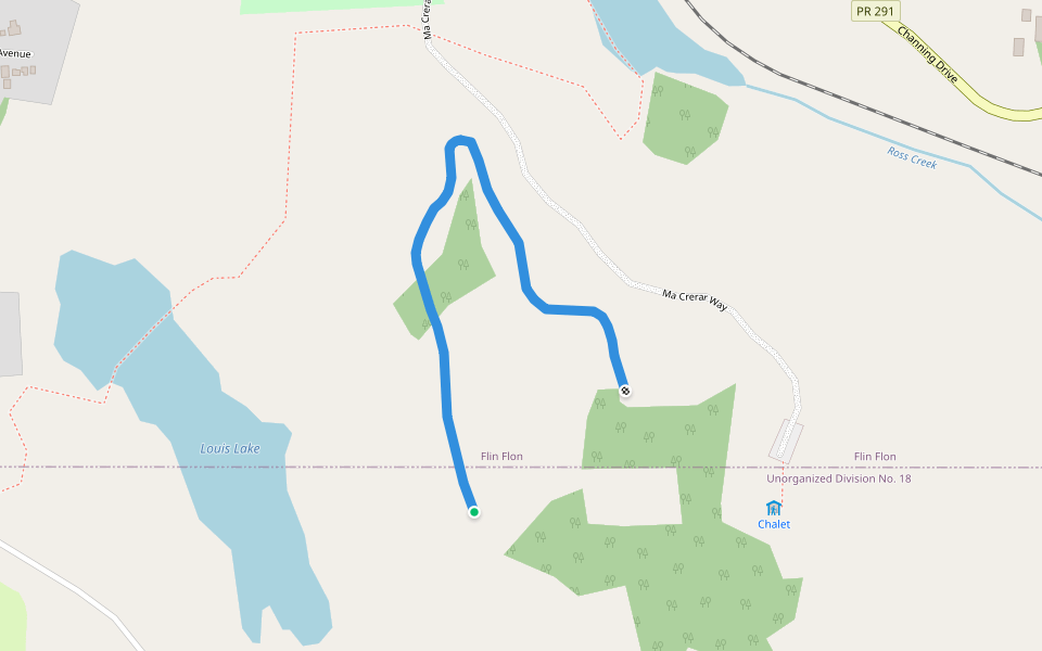 Centoba Trail walking route map in Flin Flon