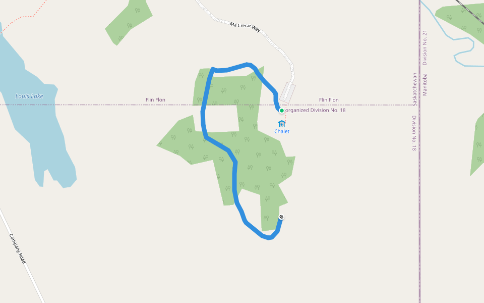 Moonlight Loop walking route map in Flin Flon