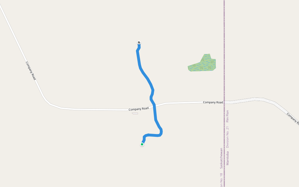 Korotash Trail walking route map in Flin Flon