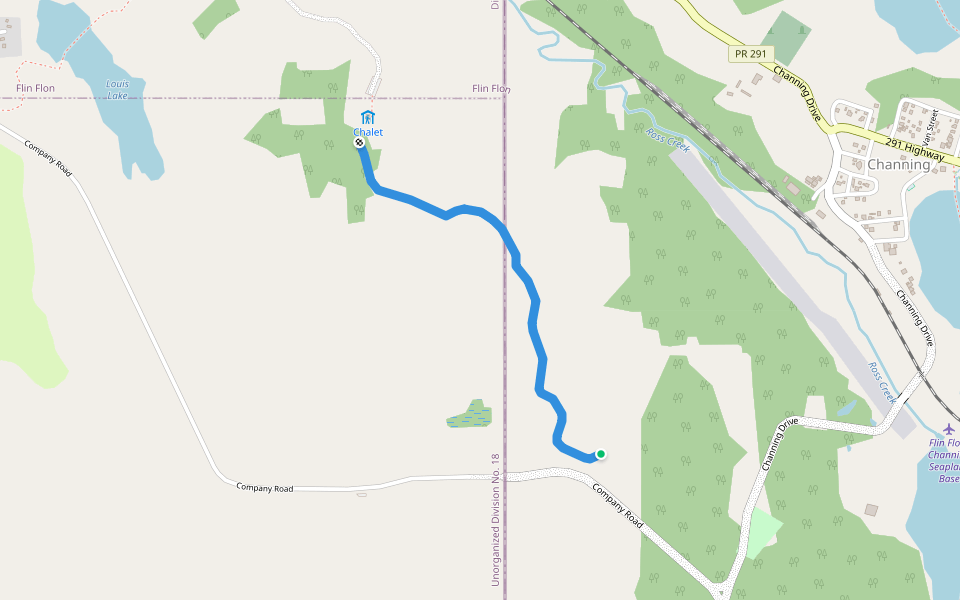 Race Loop W walking route map in Flin Flon