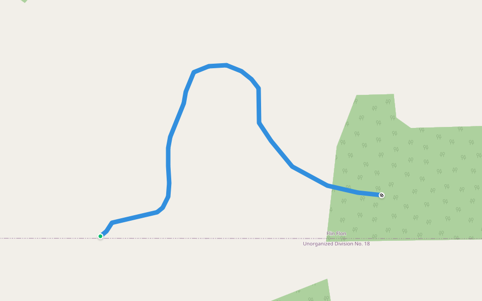 Cabin Trail walking route map in Flin Flon