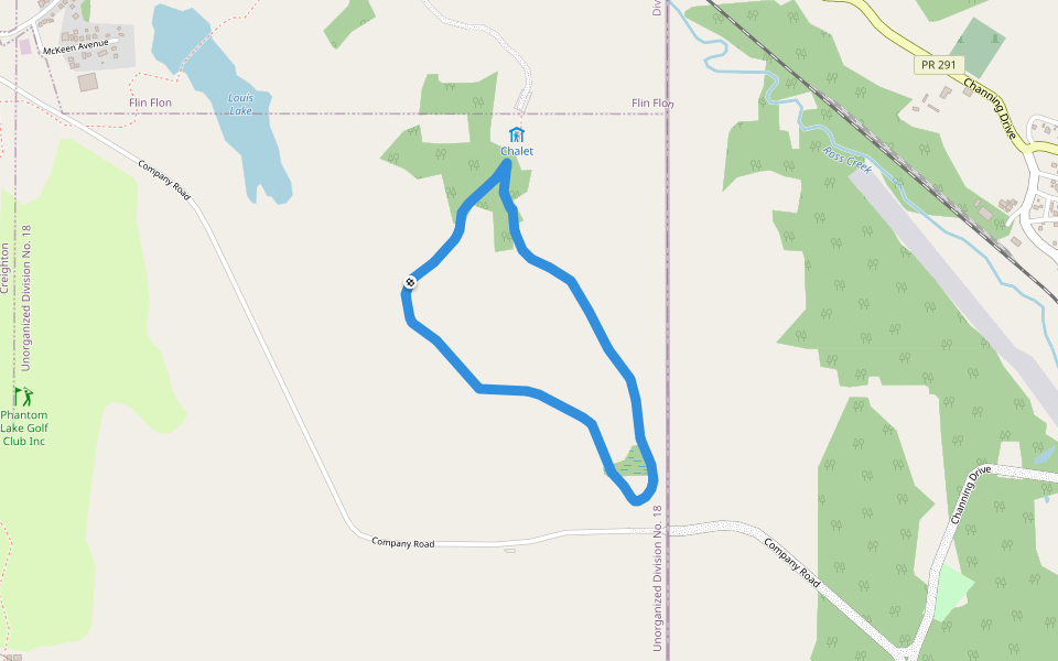 Valley Loop walking route map in Flin Flon