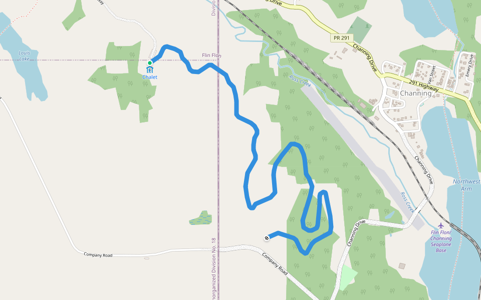 Race Loop E walking route map in Flin Flon
