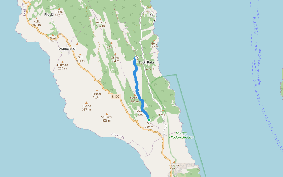 VA do Sisa walking route map in Dragozetići