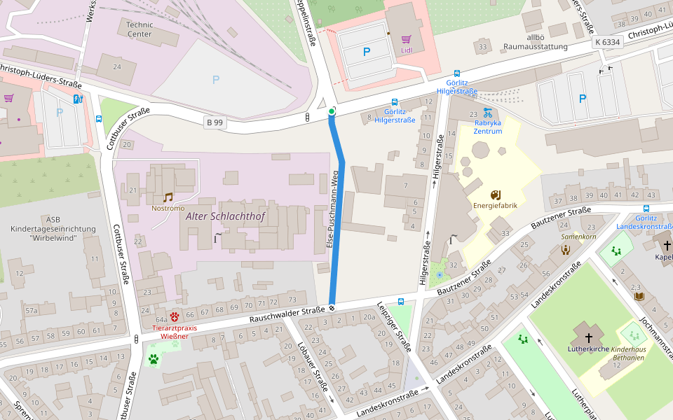 Else-Puschmann-Weg walking route map in Görlitz