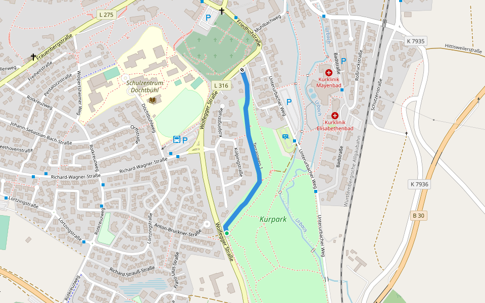 Terrainweg 1 walking route map in Bad Waldsee