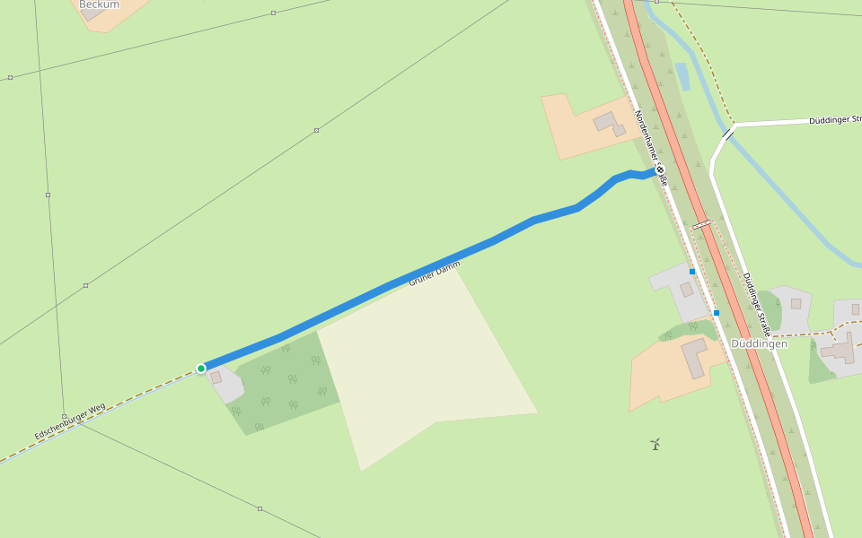 Grüner Damm walking route map in Stadland