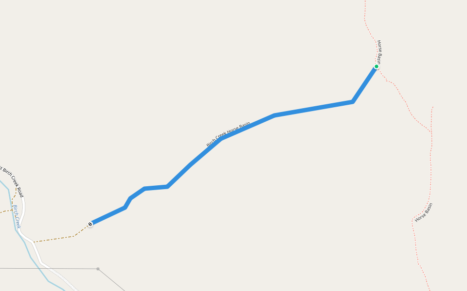 Birch Creek Horse Basin walking route map in Preston