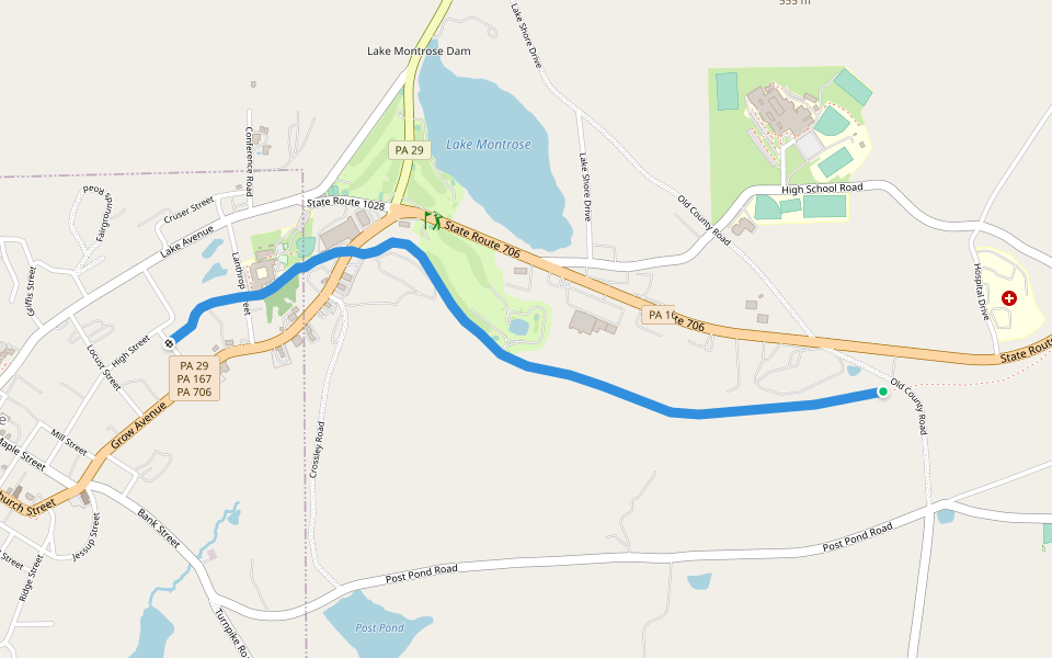 The Endless Mountains Trail walking route map in Montrose