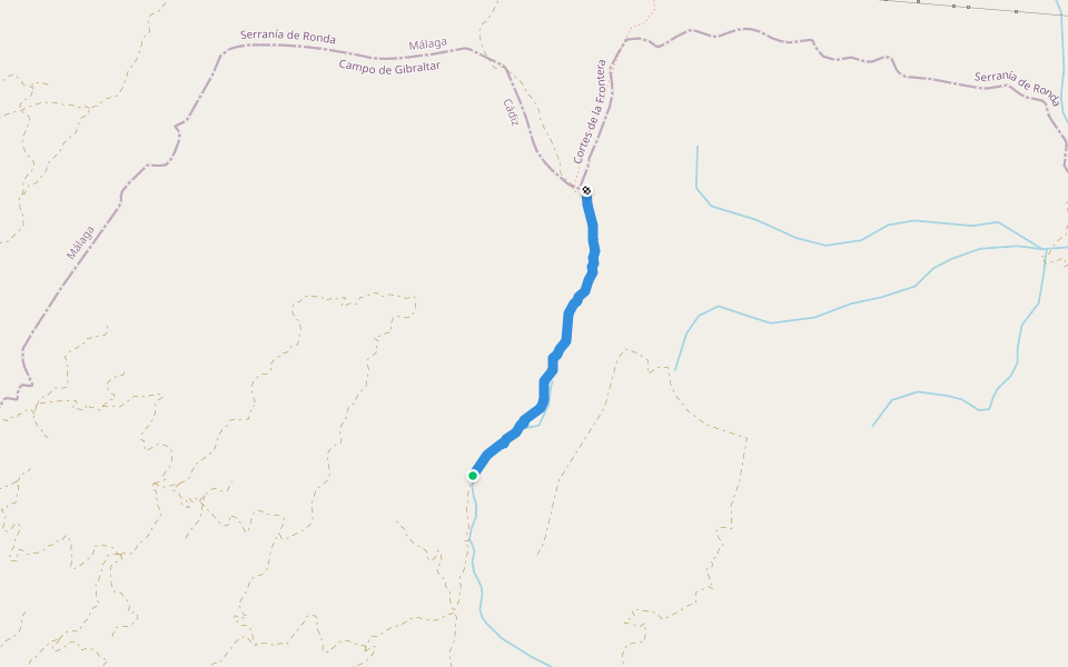 GR7 walking route map in Jimena de la Frontera