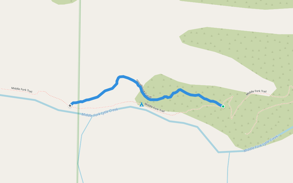 Stonehouse Cutoff walking route map in Lytle Creek