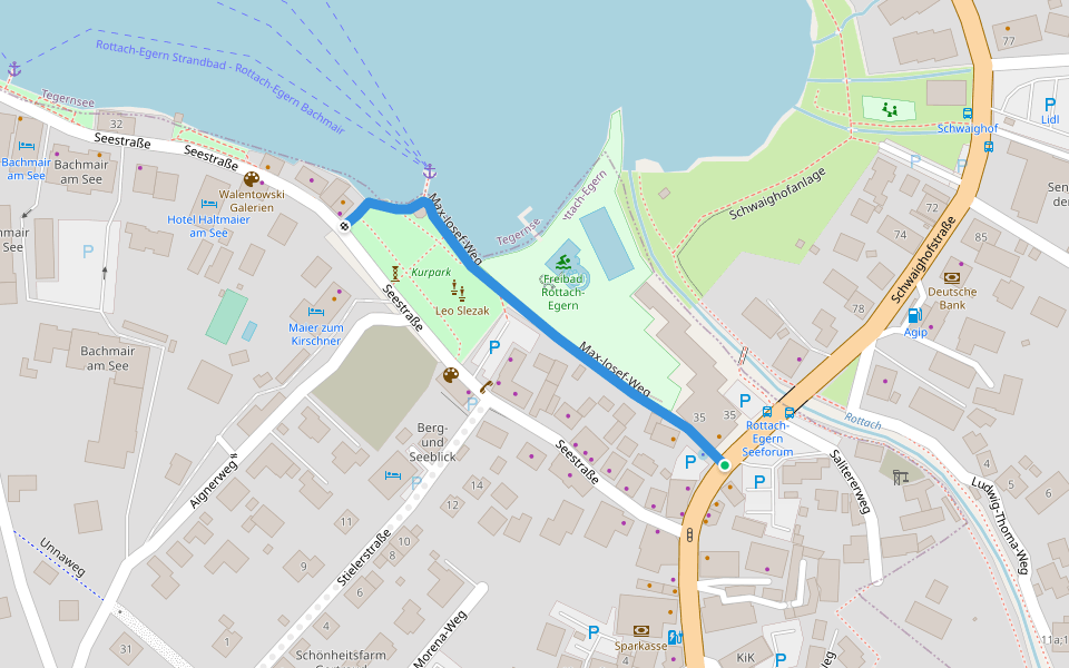 Max-Josef-Weg walking route map in Rottach-Egern