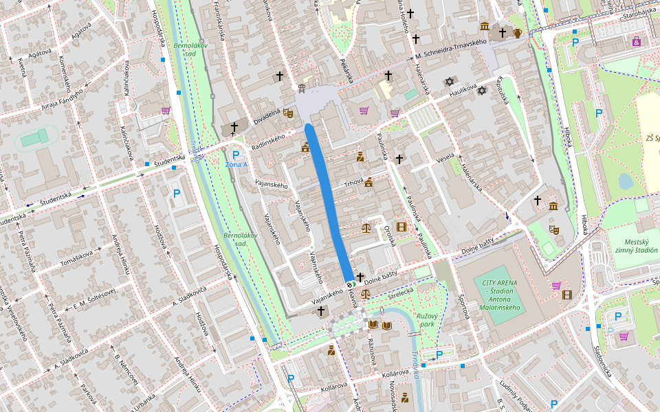 Hlavná walking route map in Hubina