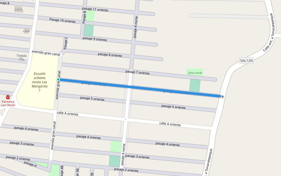 pasaje 6 oriente walking route map in Soyapango