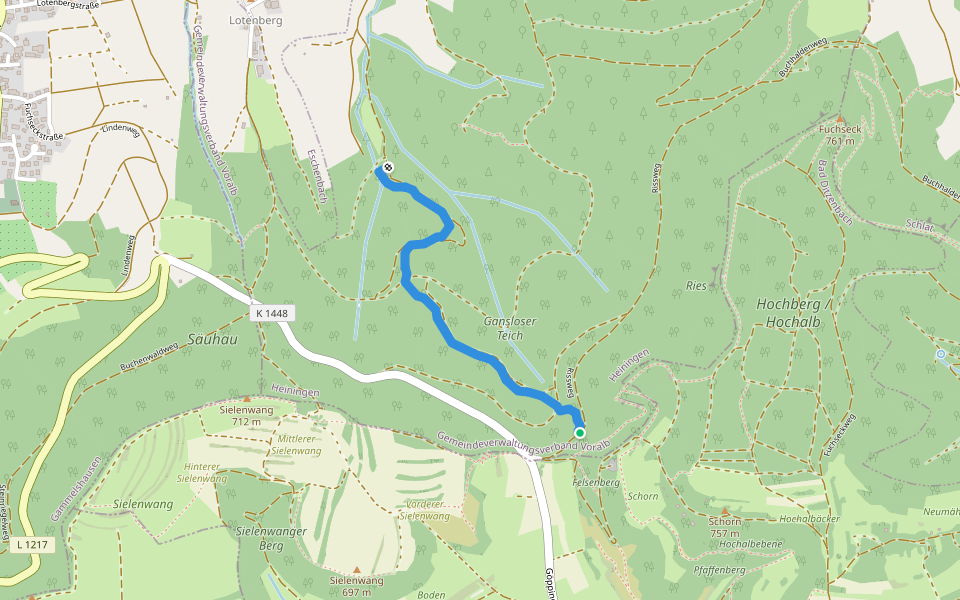 VORALB HERO Trail Park walking route map in Heiningen