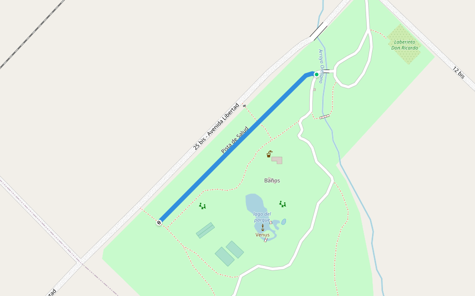Pista de Salud walking route map in Tres Arroyos