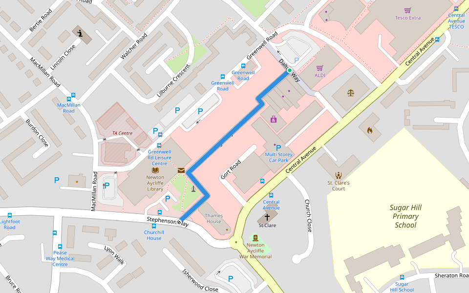 Beveridge Way walking route map in Newton Aycliffe