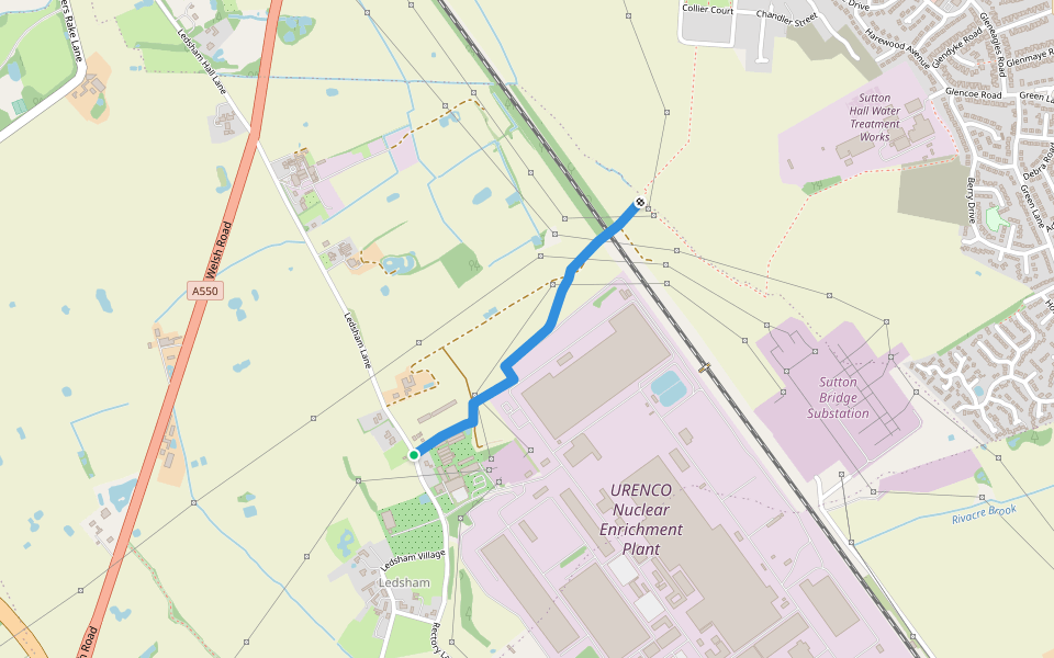 Ledsham Footpath 3 walking route map in Ledsham