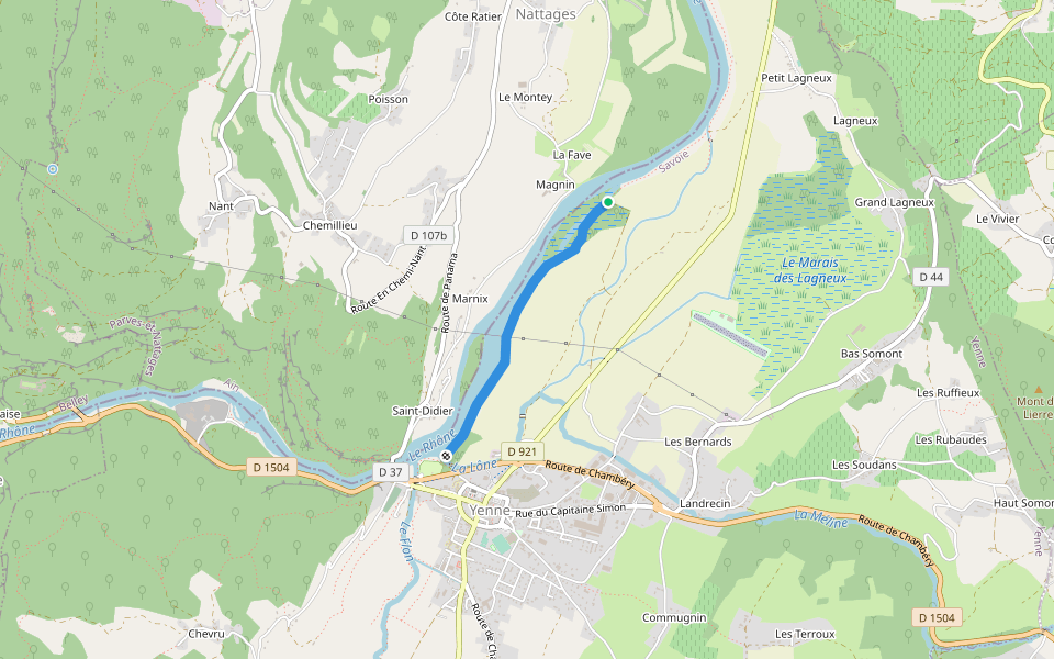Sentier de la Lône d'en l'Île walking route map in Parves-et-Nattages