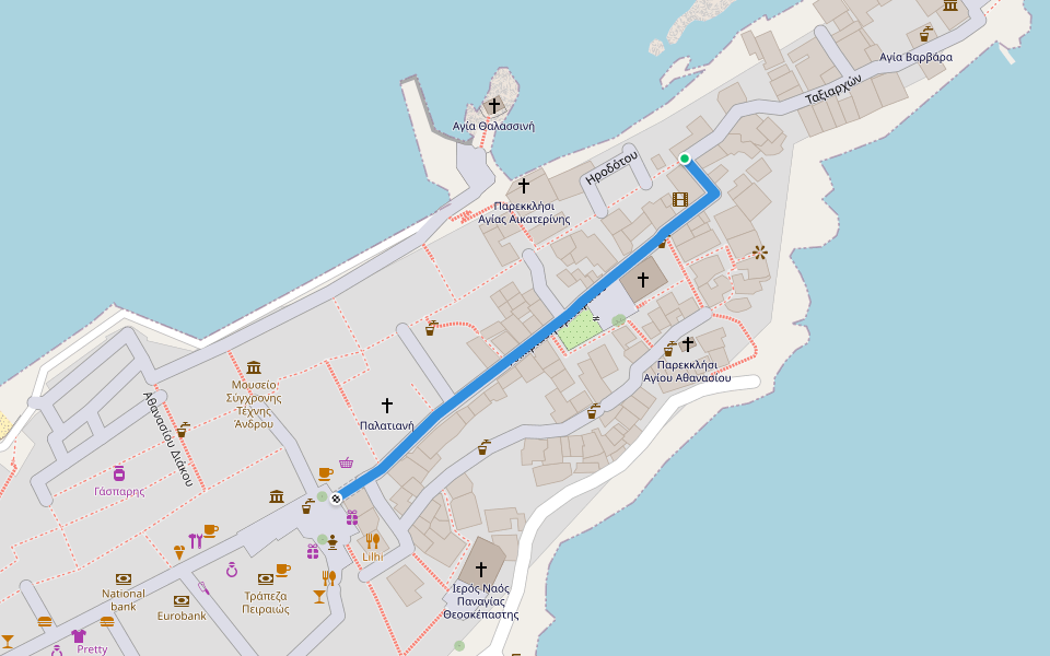 Αλκιβιάδη Εμπειρίκου walking route map in Andros