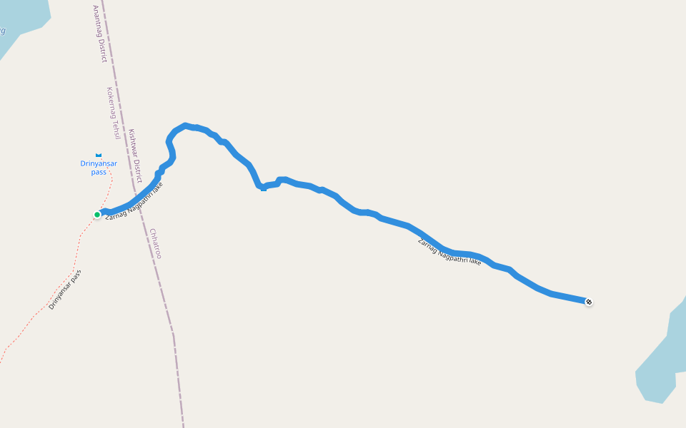 Zarnag Nagpathri lake walking route map in Chingam