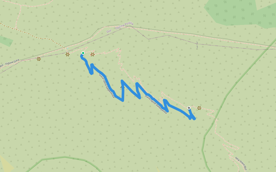 Staza ispod dalekovoda walking route map in Dol