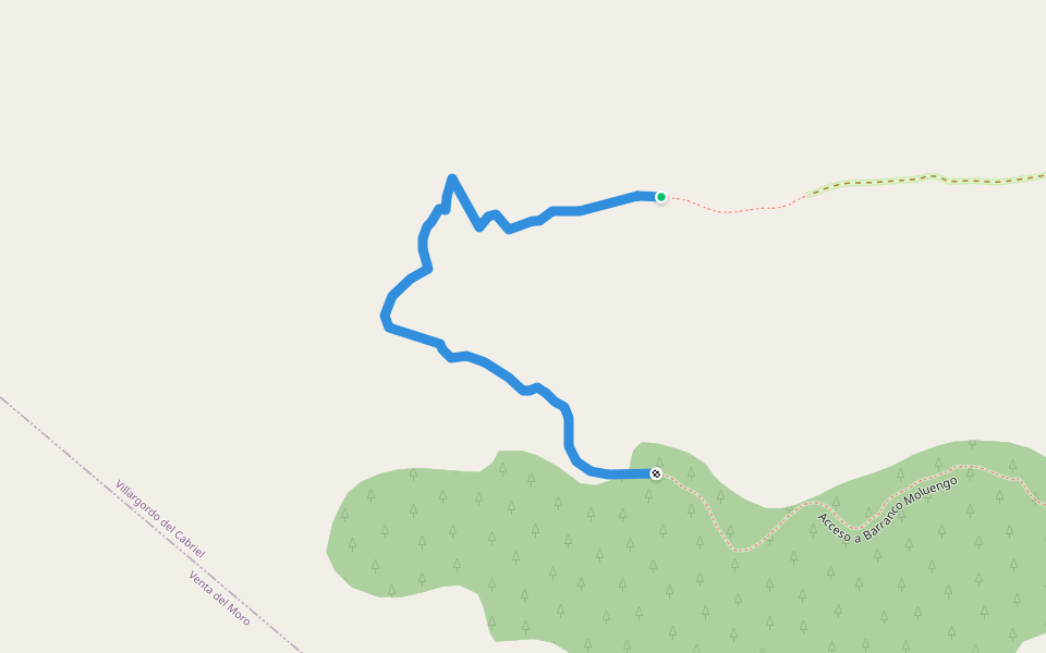 Senda conexion Barranco Moluengo walking route map in Villargordo del Cabriel