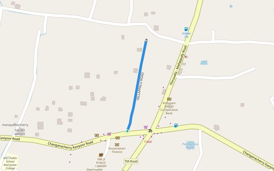 VELLAPPALLI ROAD walking route map in Paipad