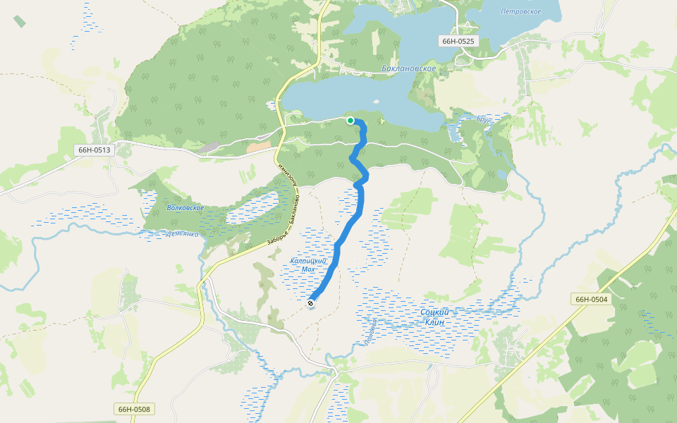 Экотропа "К мёртвому озеру" walking route map in Baklanovo