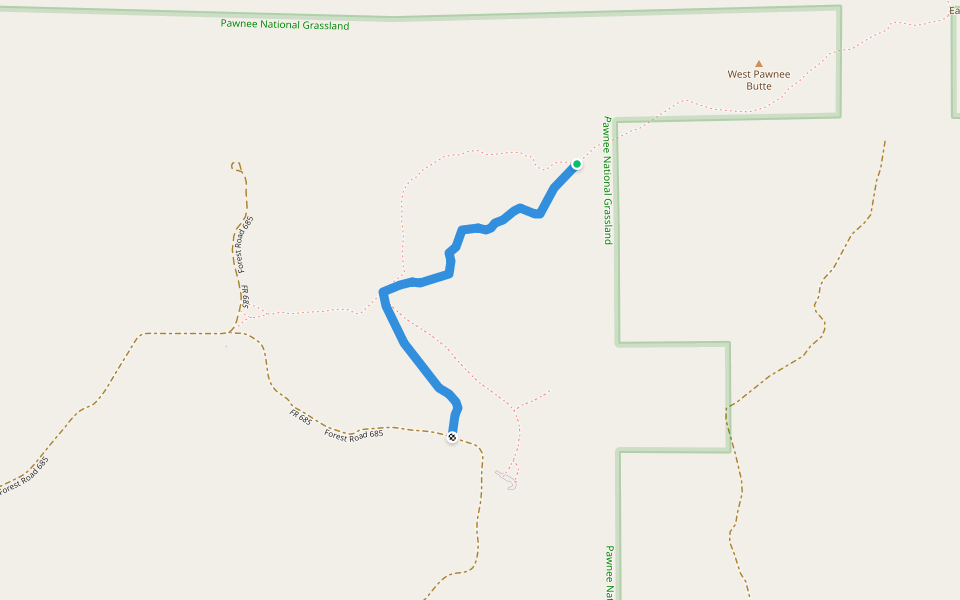 Lips Bluff Trail walking route map in Grover