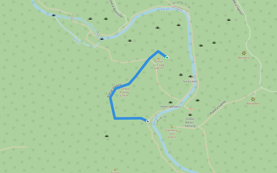 Kőhát ösvény walking route map in Merești