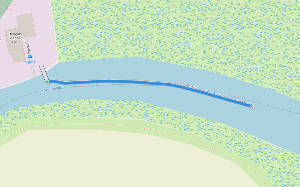 Pontoon Moorings walking route map in Hesketh Bank