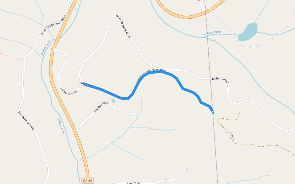 National Forest 34 Jourbert walking route map in Camptonville